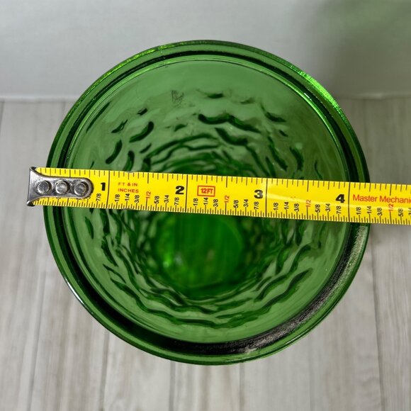 Vintage Hoosier Glass Vase Crinkle Textured Pattern Emerald Green 8.5'' Tall - Picture 4 of 4